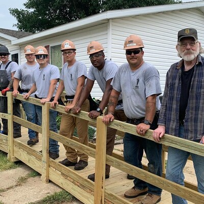 Soldiers from Fort Riley's HBI Program build a wheelchair ramp for a disabled Veteran in Wamego.